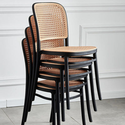 Mua Kiểu Pháp ghế ăn cao lưng trong ghế nhựa rattan màu đen sản xuất trực tuyến