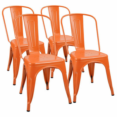 Mua ghế ăn kim loại xếp chồng gia đình ghế ăn kim loại màu cam ghế bistrô kim loại cũ sản xuất trực tuyến