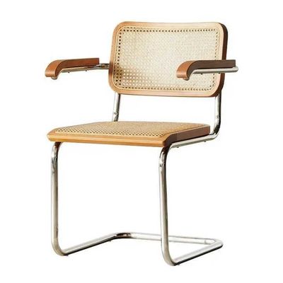 Mid Century ghế ăn rattan hiện đại khung kim loại ghế ăn rattan